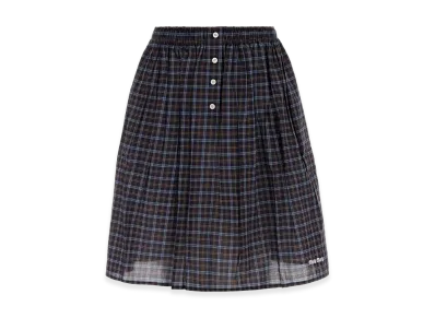 MIU MIU Women's Embroidered Cotton Skirt "Blue"