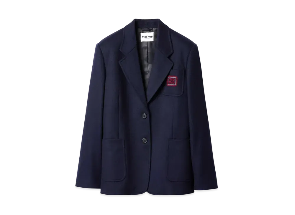 MIUMIU Single-Breasted Velour Jacket "Navy"