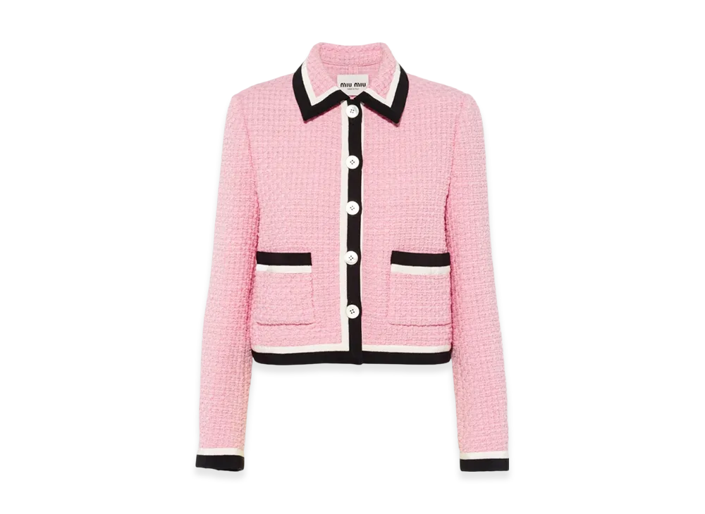MIU MIU Women's Single Breasted Tweed Jacket "Pink"