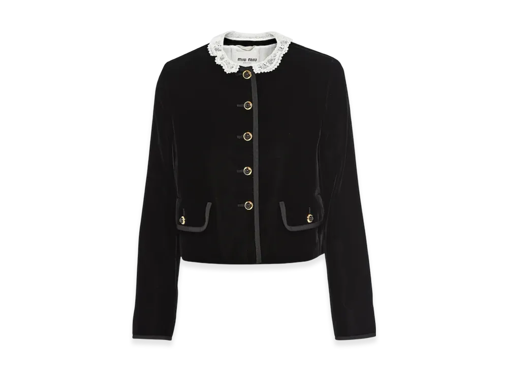 MIU MIU Women's Single Breasted Velvet Jacket "Black"