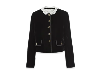 MIU MIU Women's Single Breasted Velvet Jacket "Black"