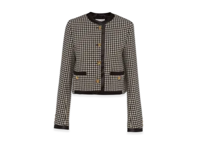 MIU MIU Women's Single Breasted Gingham Wool Jacket "Black/Ivory"