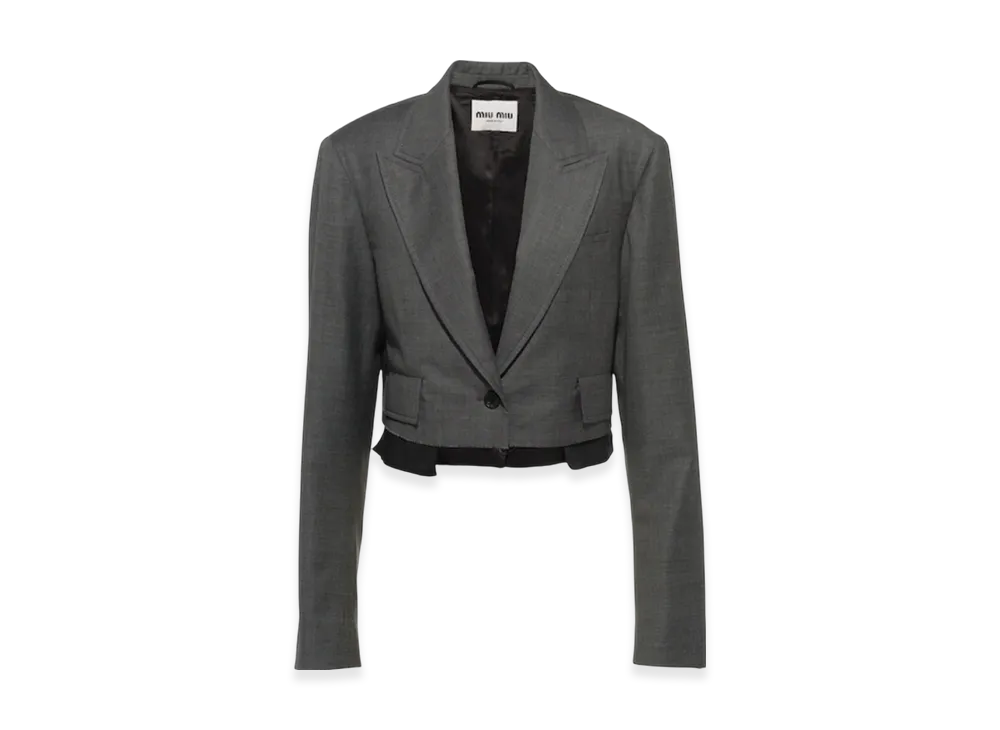 MIU MIU Women's Grisaille Single Breasted Jacket "Slate Grey"