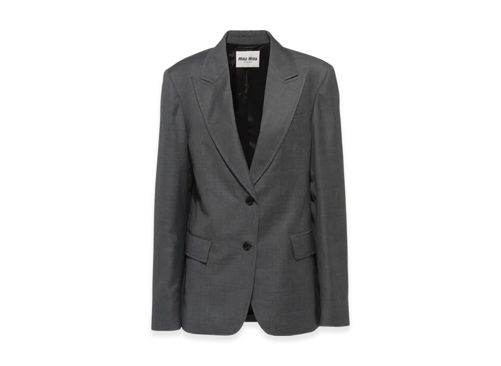 MIU MIU Women's Grisaille Single Breasted Jacket "Slate Grey"