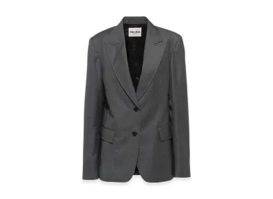 MIU MIU Women's Grisaille Single Breasted Jacket "Slate Grey"