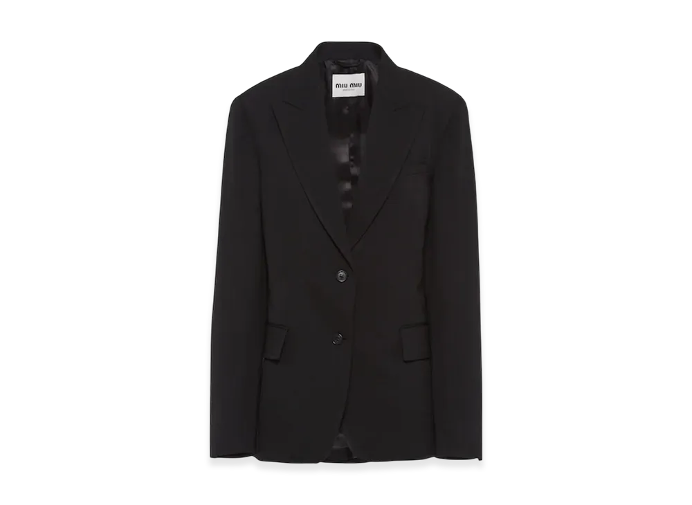 MIU MIU Women's Single Breasted Grain de Poudre Jacket "Black"