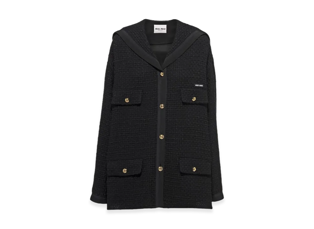 MIU MIU Women's Single Breasted Tweed Jacket "Black"
