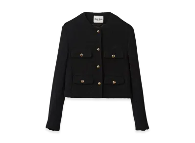 MIU MIU Women's Single Breasted Boucle Jacket "Black"