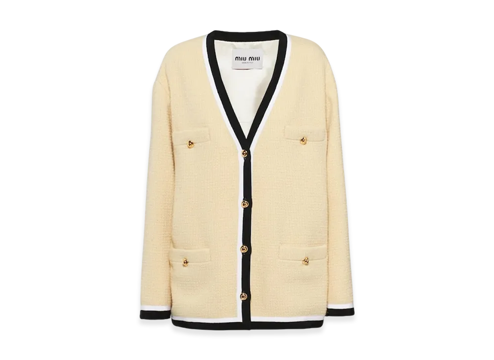 MIU MIU Women's Single Breasted Boucle Jacket "Cream"