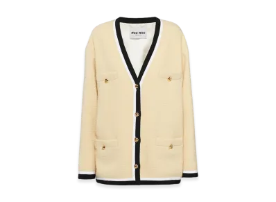 MIU MIU Women's Single Breasted Boucle Jacket "Cream"
