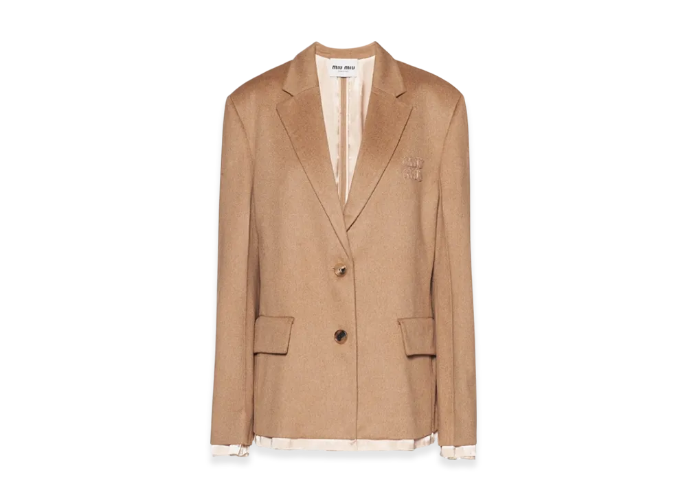 MIU MIU Women's Single Breasted Camel Hair Jacket "Camel Brown"