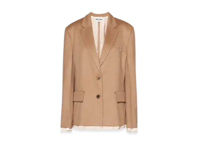 MIU MIU Women's Single Breasted Camel Hair Jacket "Camel Brown"