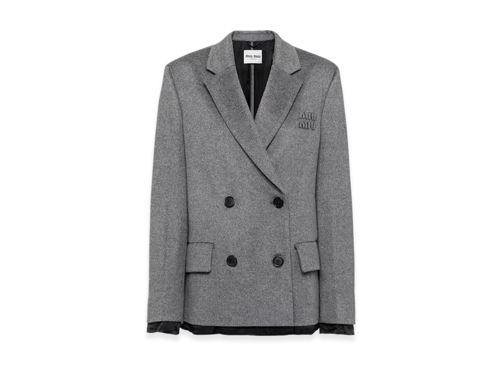 MIU MIU Women's Double Breasted Velour Jacket "Grey"