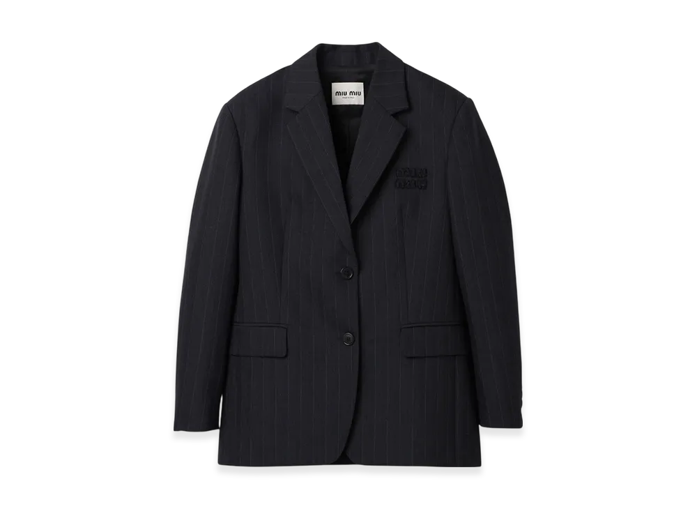 MIU MIU Women's Single Breasted Pinstripe Jacket "Black"