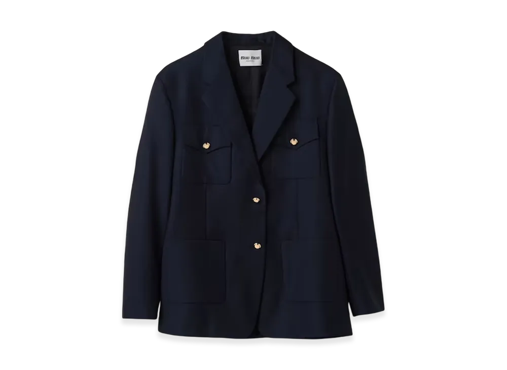 MIU MIU Women's Single Breasted Batavia Jacket "Navy"
