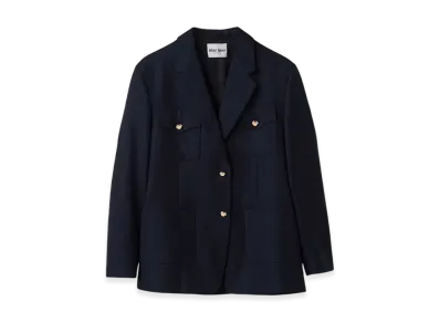 MIU MIU Women's Single Breasted Batavia Jacket "Navy"