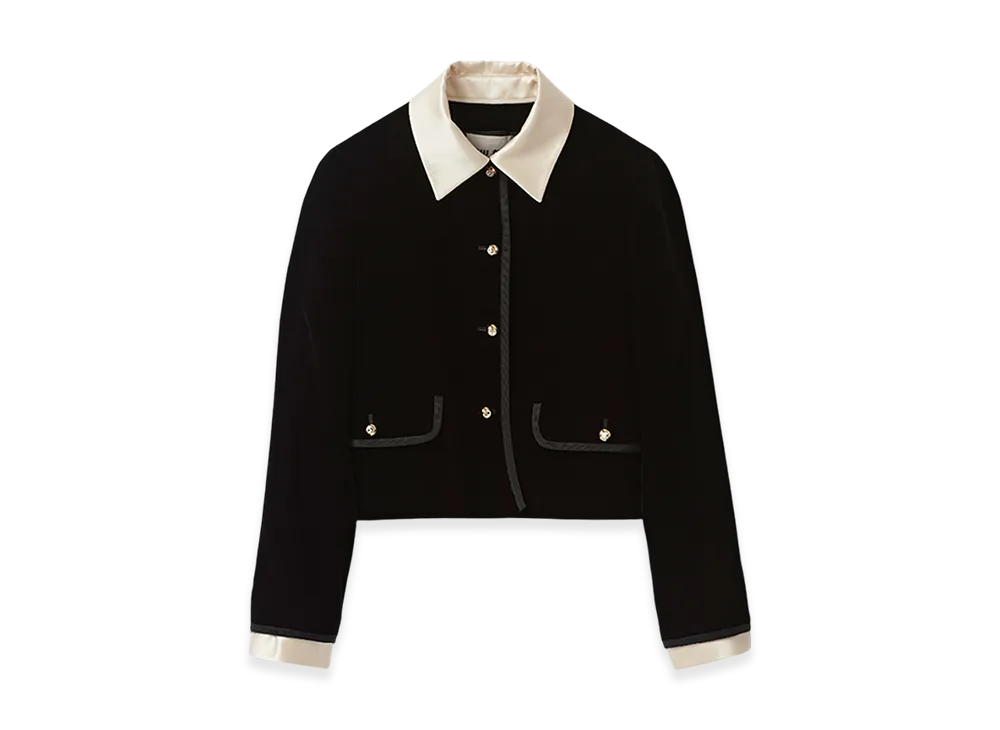 MIU MIU Women's Single-Breasted Velvet Jacket "Black"