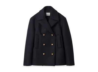 MIU MIU Women's Double Breasted Cloth Peacoat Jacket "Navy"