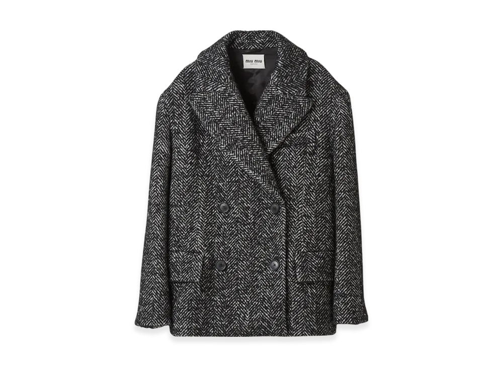 MIU MIU Women's Double Breasted Chevron Jacket "Black"