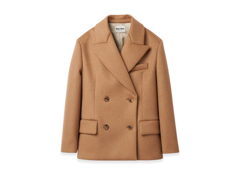 MIU MIU Women's Double Breasted Camel Hair Jacket "Camel Brown"