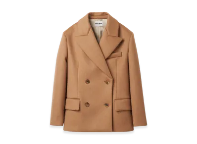 MIU MIU Women's Double Breasted Camel Hair Jacket "Camel Brown"