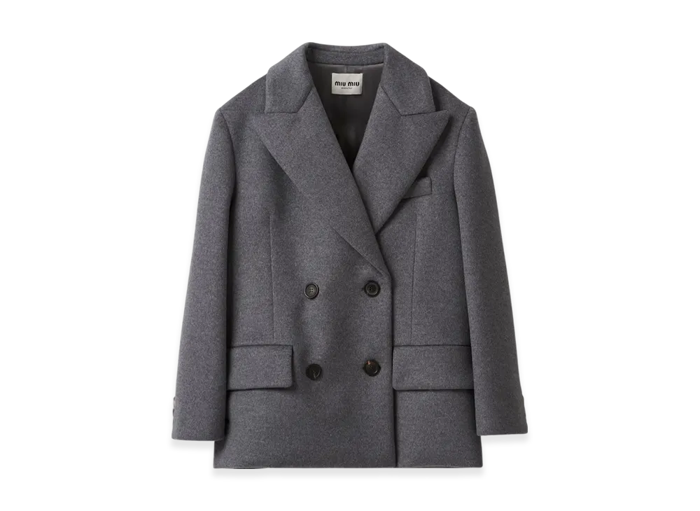MIU MIU Women's Double Breasted Velour Jacket "Grey"