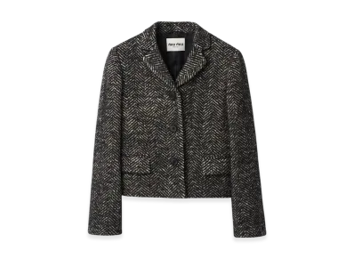 MIU MIU Women's Single Breasted Chevron Jacket "Black"