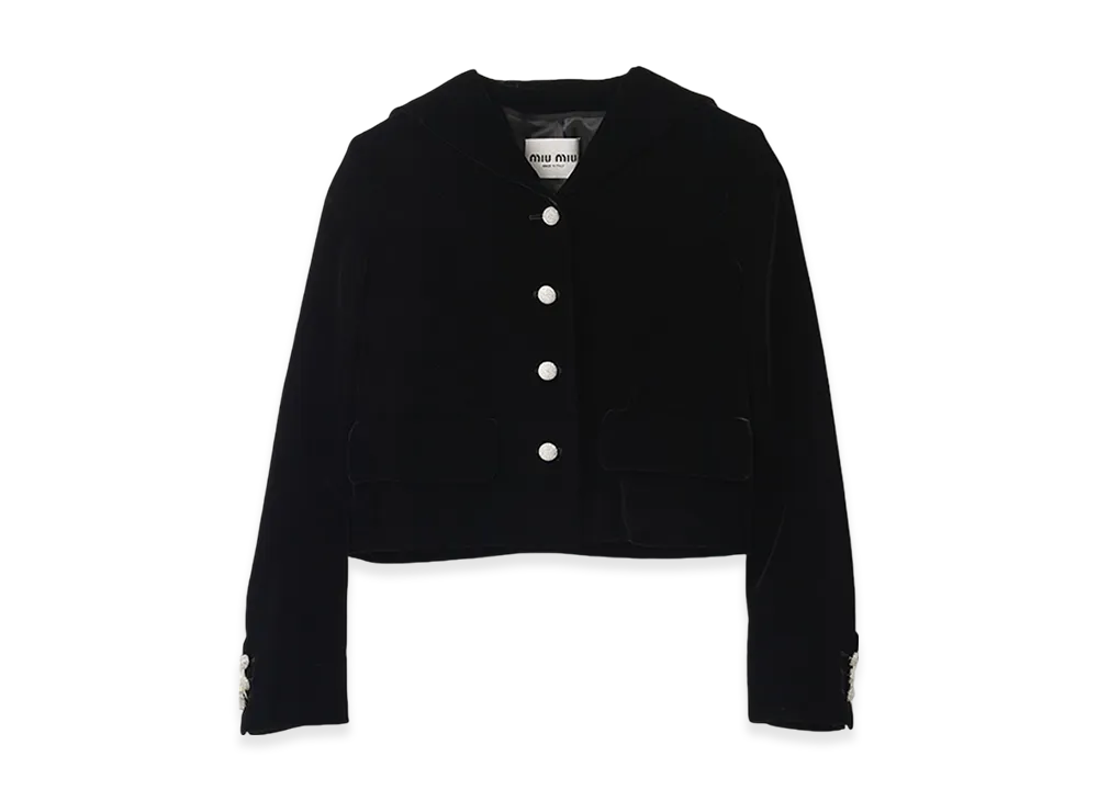 MIU MIU Women's Single-Breasted Velvet Jacket "Black"