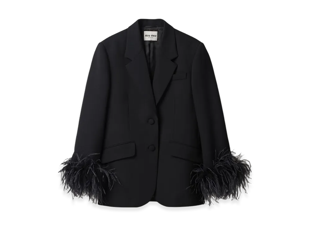 MIU MIU Women's Single Breasted Grain De Poudre Jacket "Black"