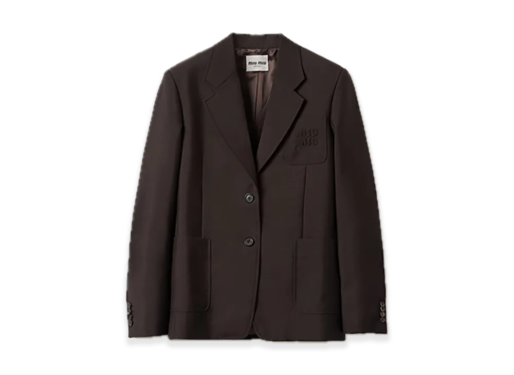 MIU MIU Single-Breasted Mohair Jacket "Dark Brown"