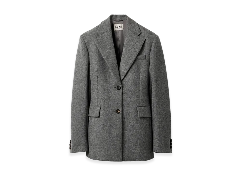 MIU MIU Women's Single-Breasted Double Wool Jacket "Hematite"