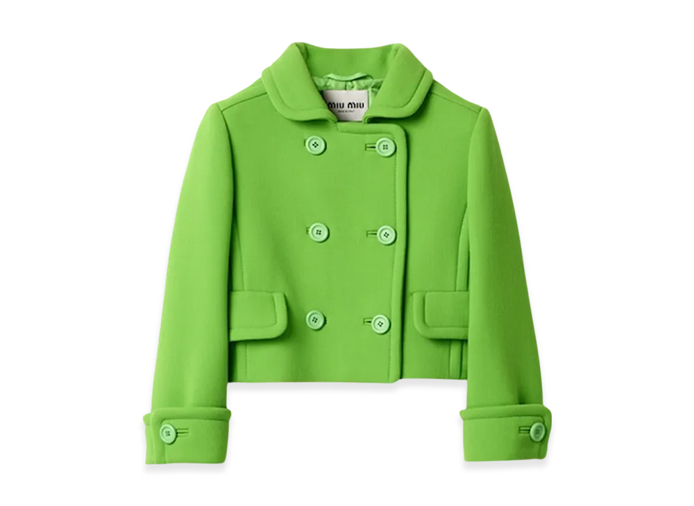 MIU MIU Women's Double-Breasted Natte Jacket "Apple Green"