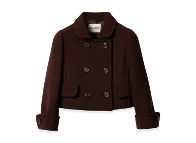 MIU MIU Women's Double-Breasted Natte Jacket "Cocoa Brown"