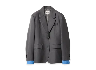 MIU MIU Women's Single-Breasted Gabardine Jacket "Anthracite Gray"