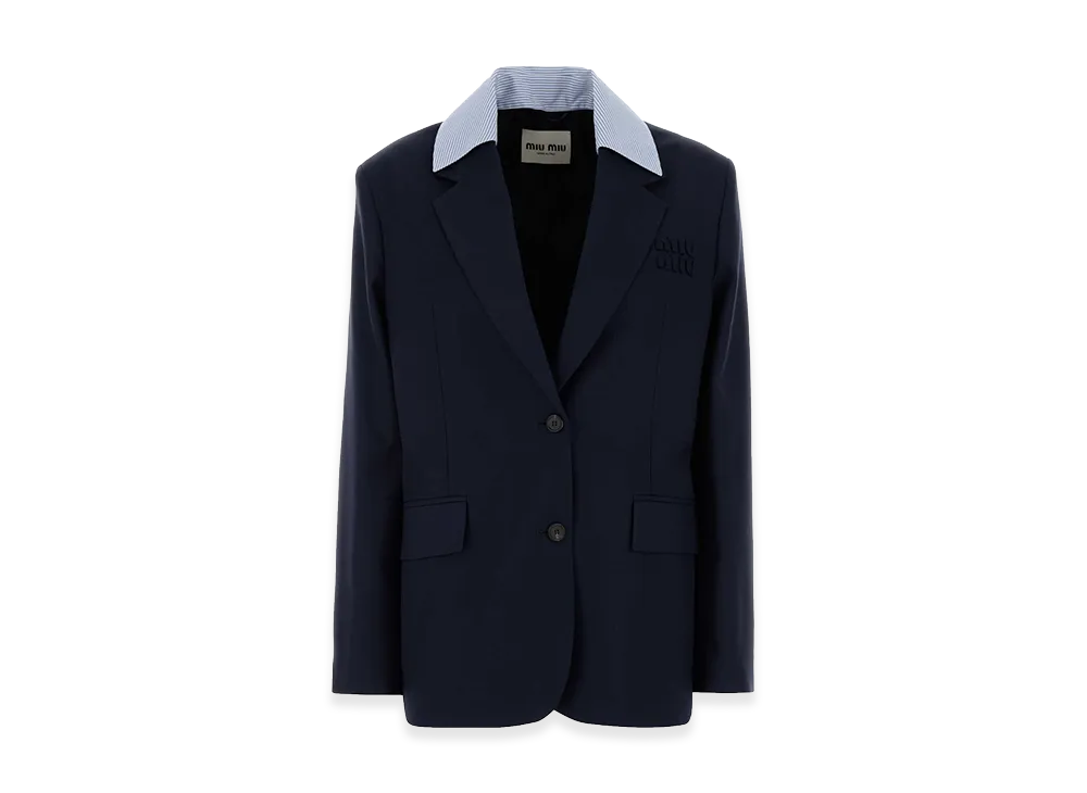 MIU MIU Women's Wool Blazer "Navy Blue"
