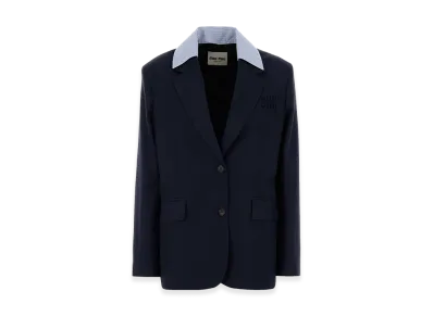 MIU MIU Women's Wool Blazer "Navy Blue"