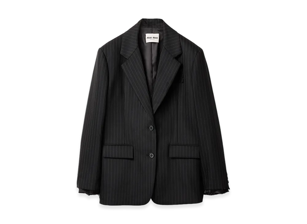 MIU MIU Women's Single-Breasted Pinstripe Jacket "Black"