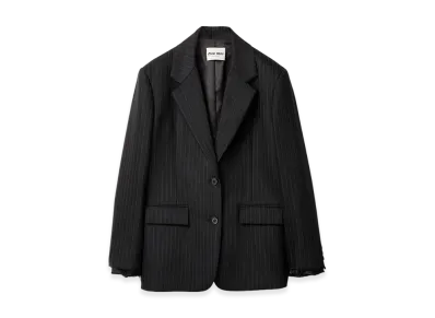 MIU MIU Women's Single-Breasted Pinstripe Jacket "Black"