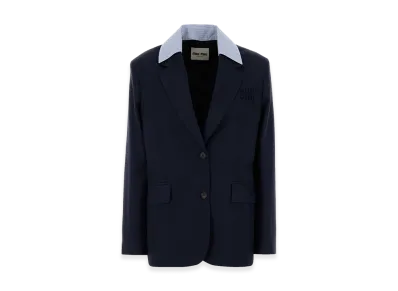 MIU MIU Women's Wool Blazer "Navy Blue"