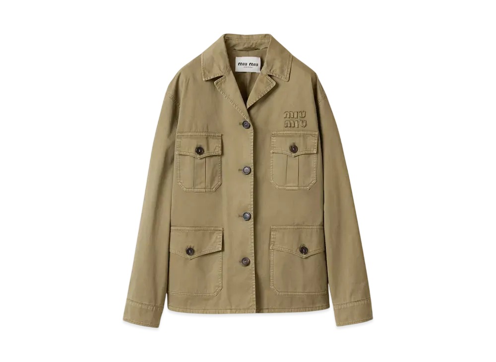 MIUMIU Women's Garment-Dyed Cotton Satin Jacket "Olive"