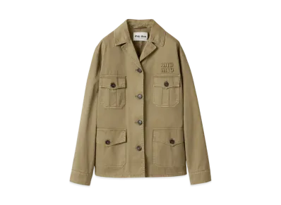 MIUMIU Women's Garment-Dyed Cotton Satin Jacket "Olive"