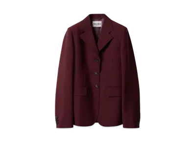 MIUMIU Women's Single-Breasted Kid Mohair Jacket "Wine Red"