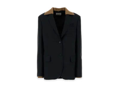 MIU MIU Women's Mohair Blend Oversize Blazer "Midnight Blue"