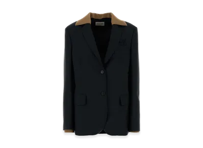 MIU MIU Women's Mohair Blend Oversize Blazer "Midnight Blue"