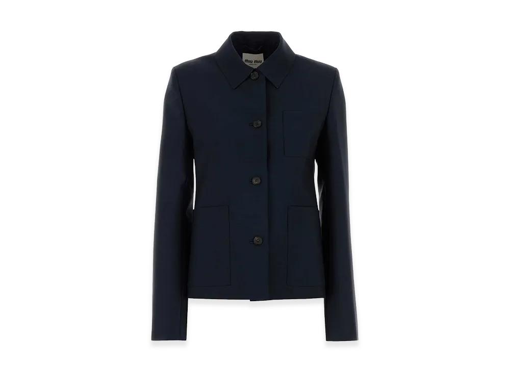 MIU MIU Women's Mohair Blend Blazer "Navy Blue"
