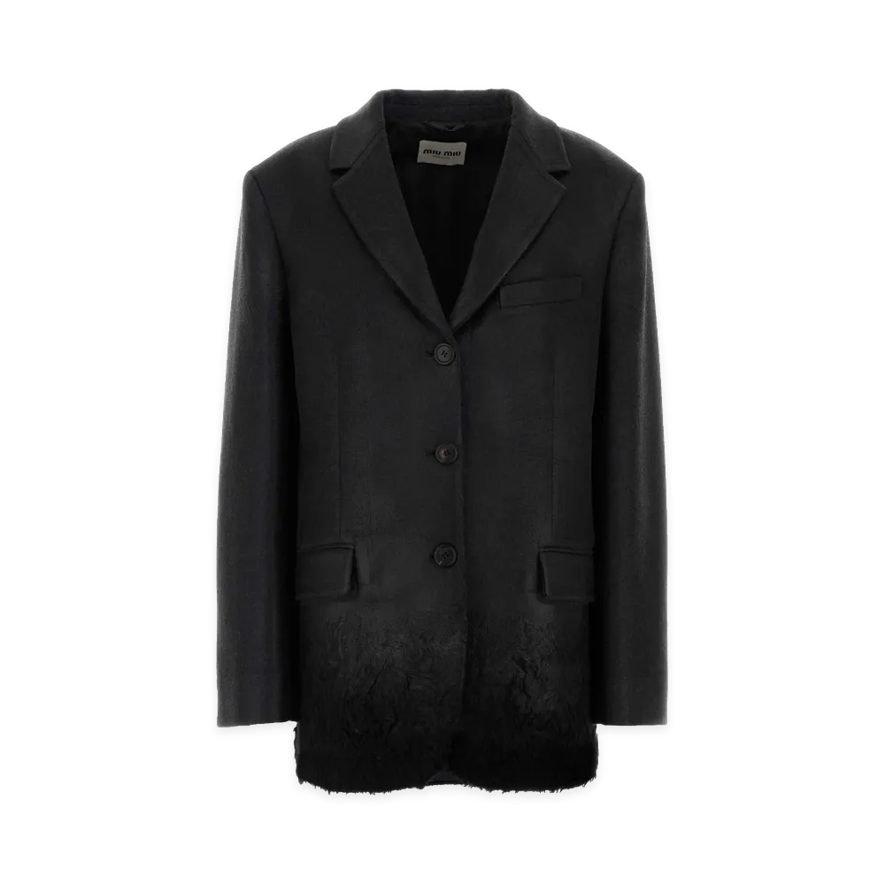 MIU MIU Women's Wool Blend Blazer "Antracitenero/Charcoal"