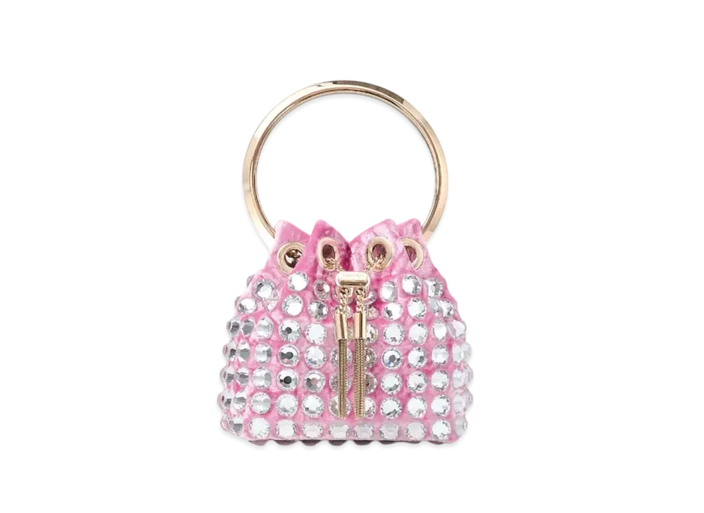 Jimmy Choo Micro Bon Bon Crushed Velvet Mini Bag "Light Magenta/Light Gold"