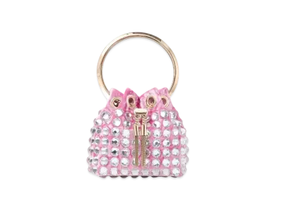 Jimmy Choo Micro Bon Bon Crushed Velvet Mini Bag "Light Magenta/Light Gold"