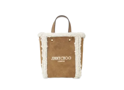 Jimmy Choo Mini N/S Tote Jimmy Choo embroidered Suede Shearing "Khaki Brown"