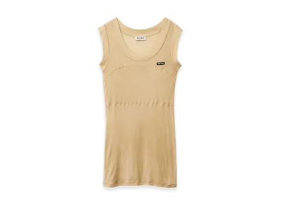 MIU MIU Women's Garment Dyed Ribbed Knit Jersey Dress "Cord"